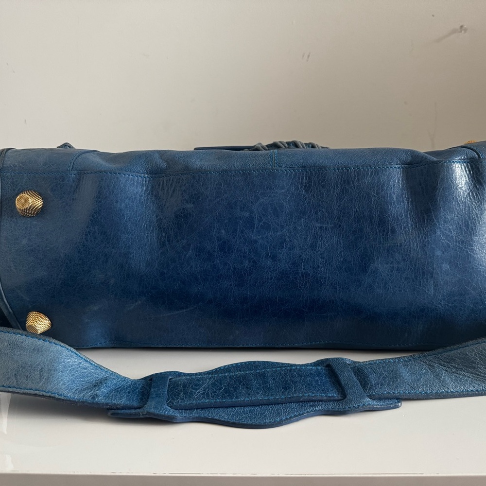 Balenciaga Navy Shoulder Bag with Gold Accents - Picture 7 of 12